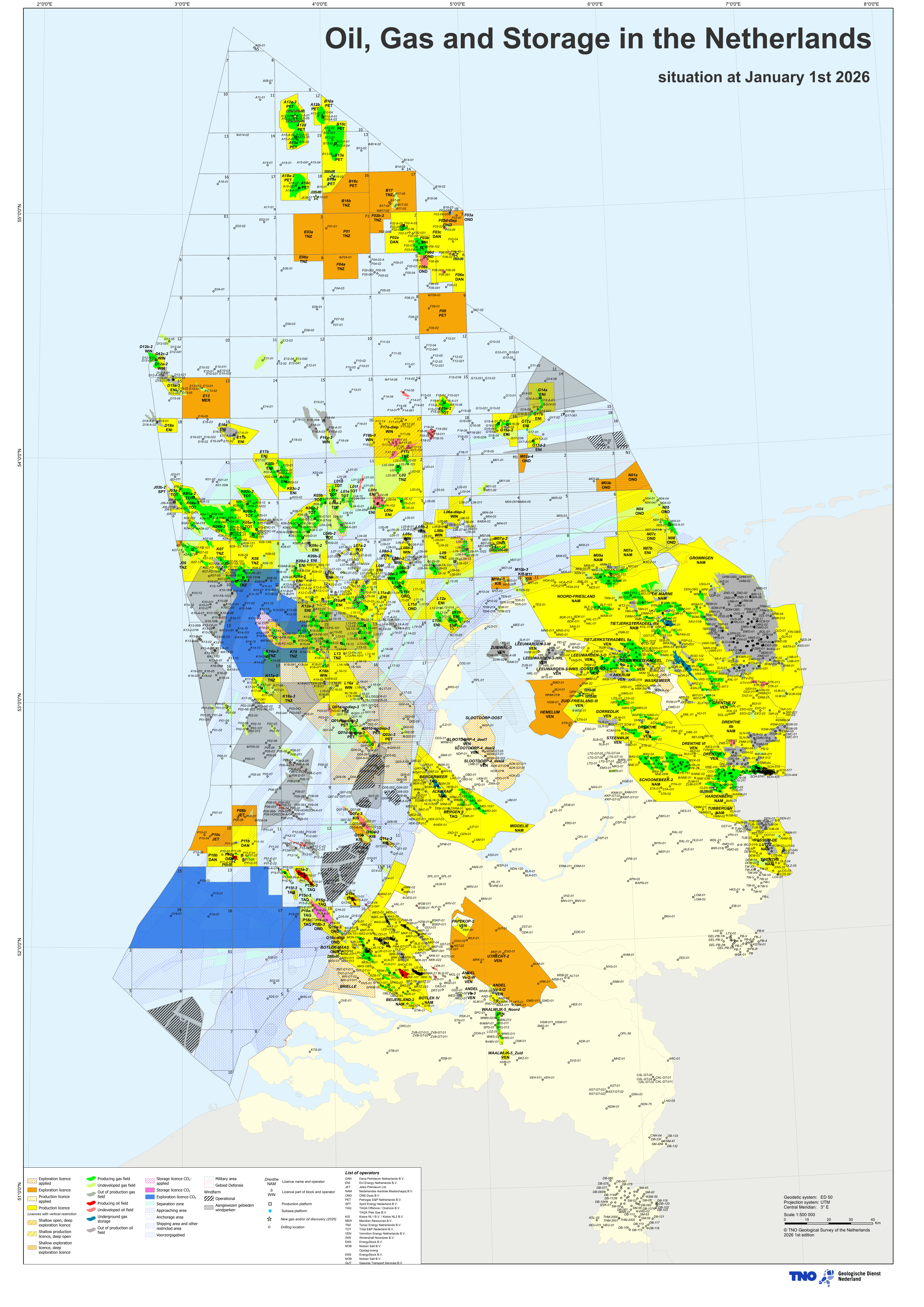Olie en gaskaart met infrastructuur 2026